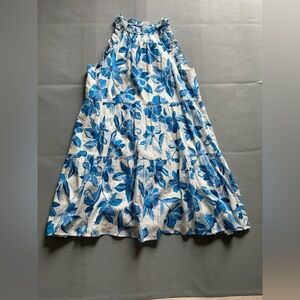 Clover and Sloane Blue and White A-Line Midi Dress